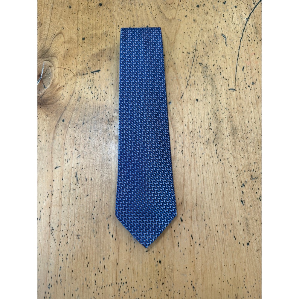 Charvet Silk Geometric Blue Burgundy Men's Necktie Made in France Luxury Tie